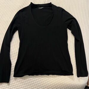 Express Classic Black Long Sleeve Tee with neck detail.
